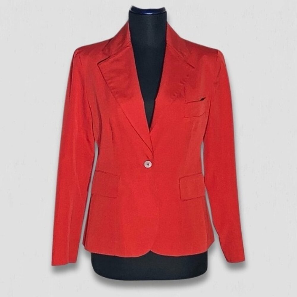 Evan Picone Red Linen Cotton Blazer Jacket Small